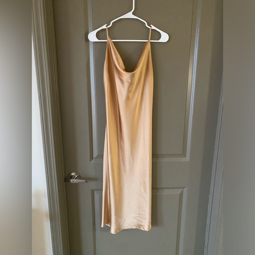 Gold Midi Slip Dress